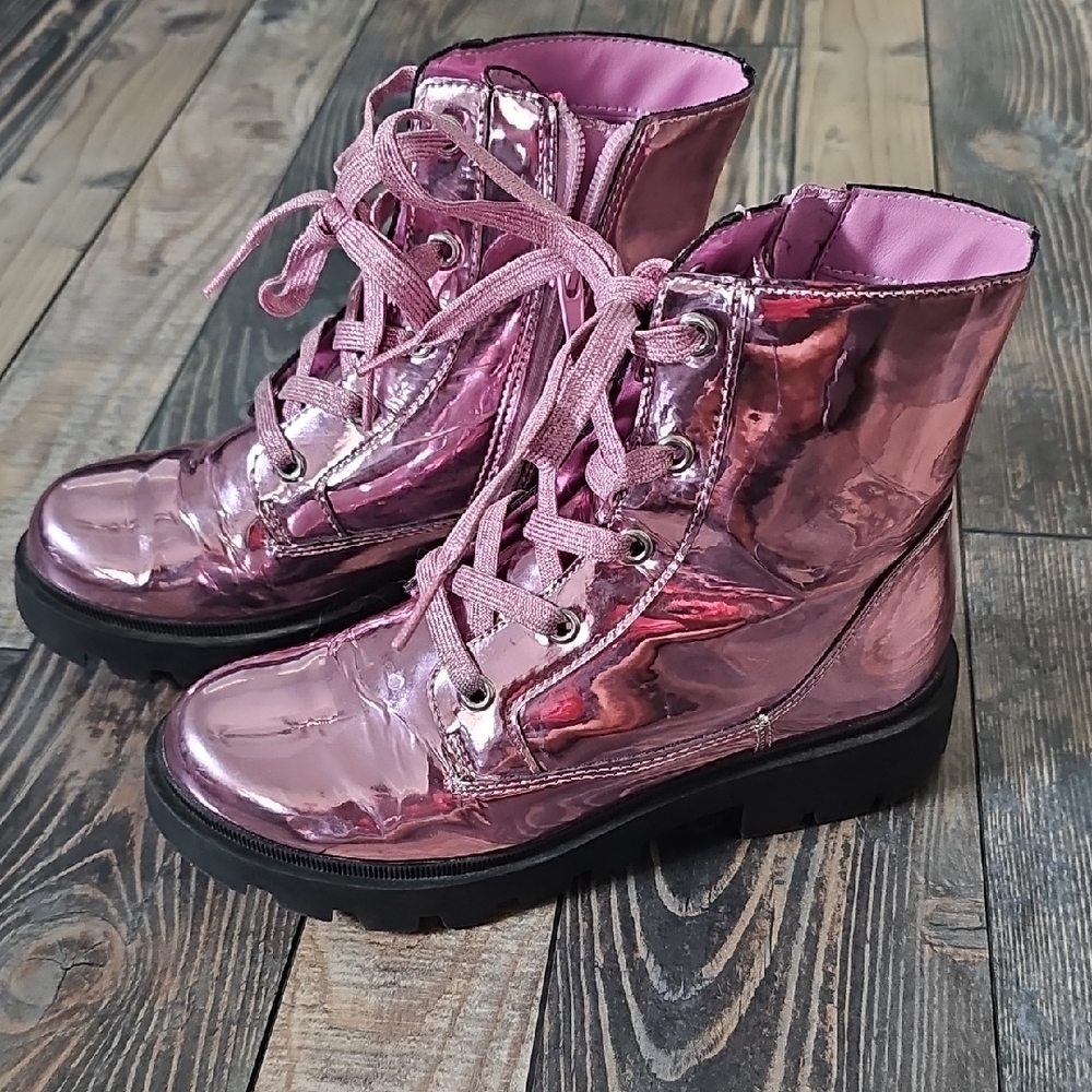 Self Esteem Pink and Black Combat Boots